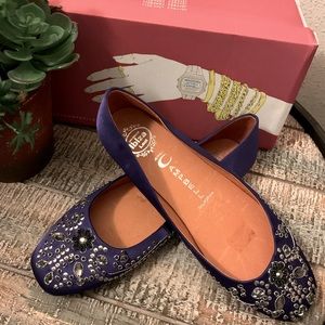 SALE-JEFFREY CAMPBELL distinctive purple beaded flats - Size 7.5